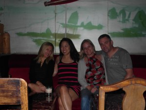 In Captain's Hostel near the Bund: Andrea, Rachel, Bron and me.